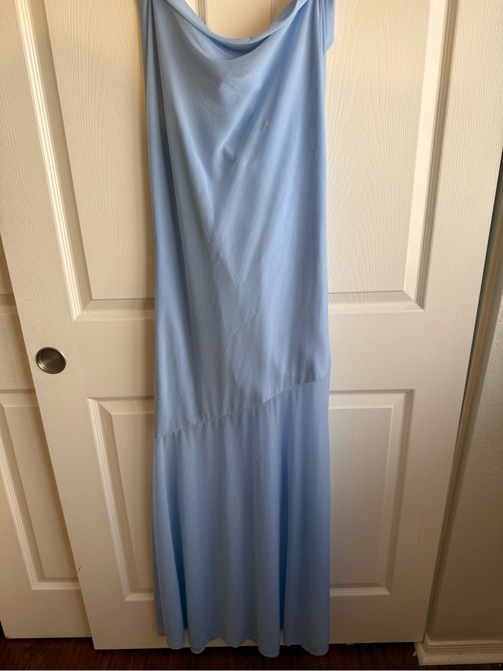 Mare Mare Cowl Neck Sheer Hem Maxi Dress Light Blue Size Small - Picture 5 of 15